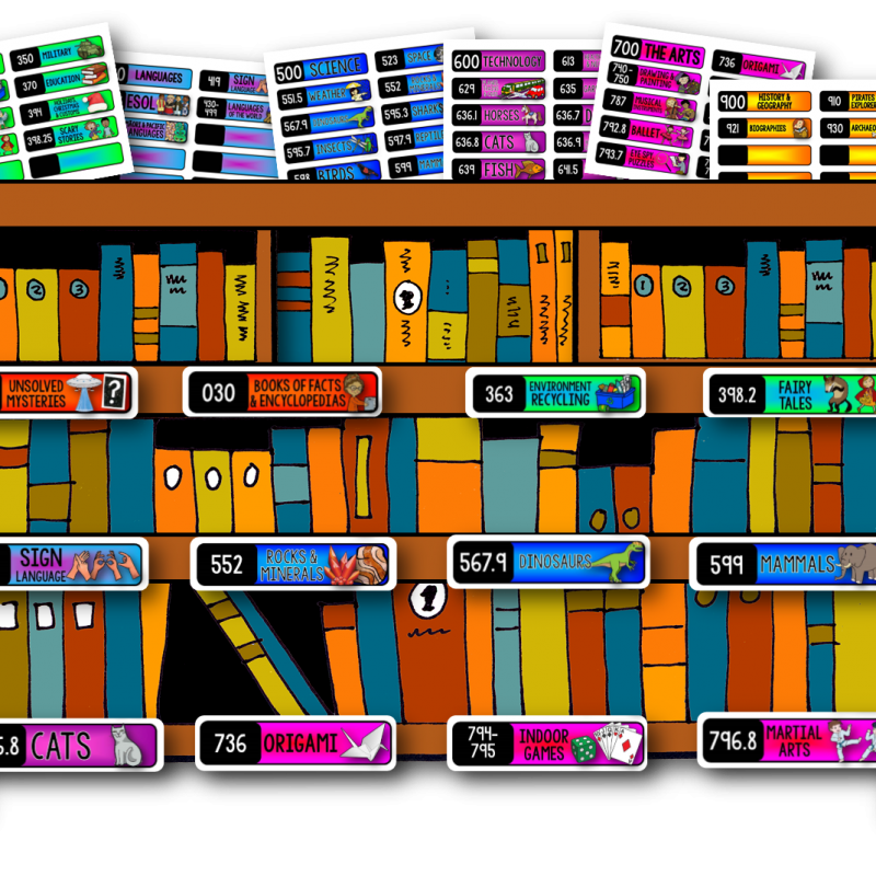 Dewey Decimal System labels (Mini shelf labels)