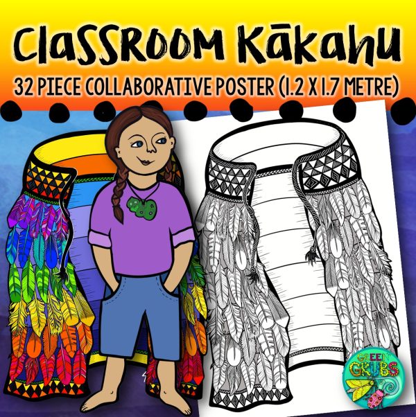 Classroom Kakahu (Cloak) Collaborative Poster - detailed feather version